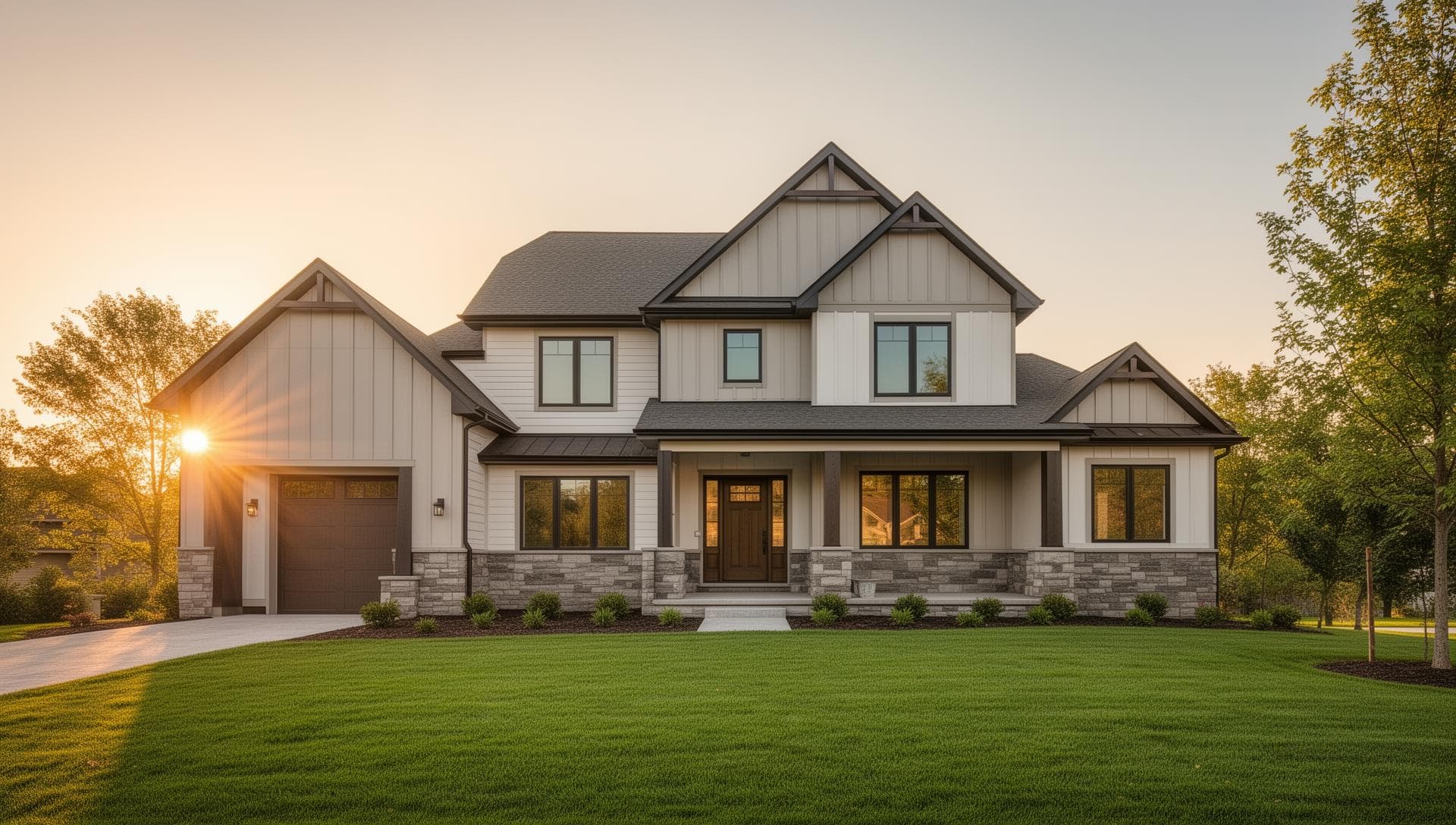 A well-kept Green Bay, Wisconsin home at golden hour